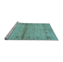 Sideview of Machine Washable Abstract Light Blue Contemporary Rug, wshcon1578lblu