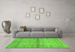 Machine Washable Abstract Green Contemporary Area Rugs in a Living Room,, wshcon1578grn