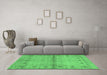 Machine Washable Abstract Emerald Green Contemporary Area Rugs in a Living Room,, wshcon1578emgrn