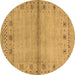 Round Abstract Brown Contemporary Rug, con1578brn