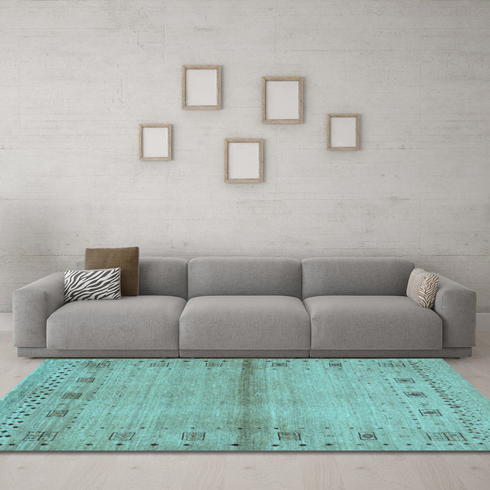 Machine Washable Abstract Light Blue Contemporary Rug in a Living Room, wshcon1578lblu