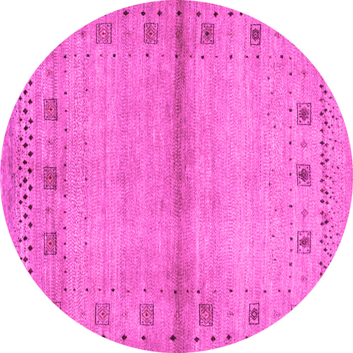 Round Abstract Pink Contemporary Rug, con1578pnk