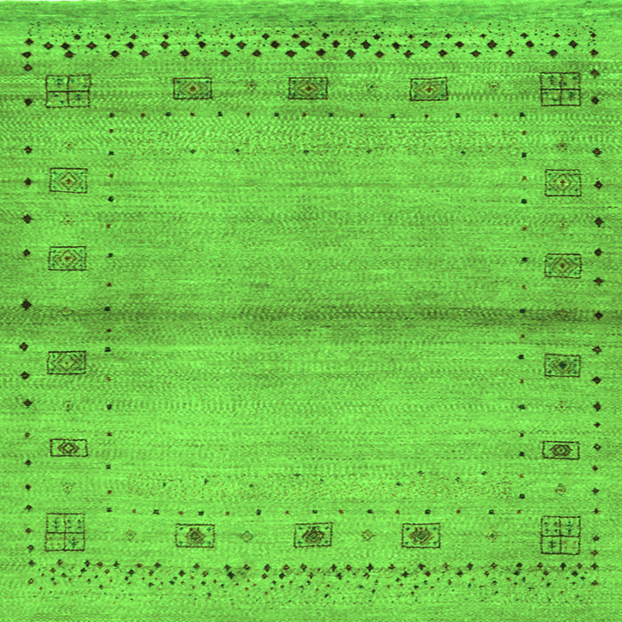 Serging Thickness of Abstract Green Contemporary Rug, con1578grn