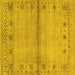 Square Abstract Yellow Contemporary Rug, con1578yw