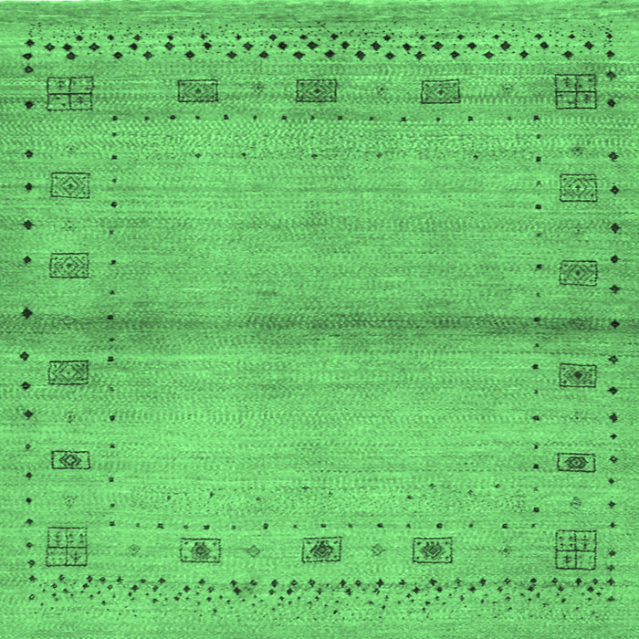 Square Machine Washable Abstract Emerald Green Contemporary Area Rugs, wshcon1578emgrn