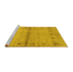 Sideview of Machine Washable Abstract Yellow Contemporary Rug, wshcon1578yw