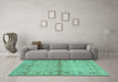 Machine Washable Abstract Turquoise Contemporary Area Rugs in a Living Room,, wshcon1578turq