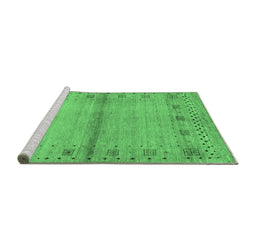 Sideview of Machine Washable Abstract Emerald Green Contemporary Area Rugs, wshcon1578emgrn