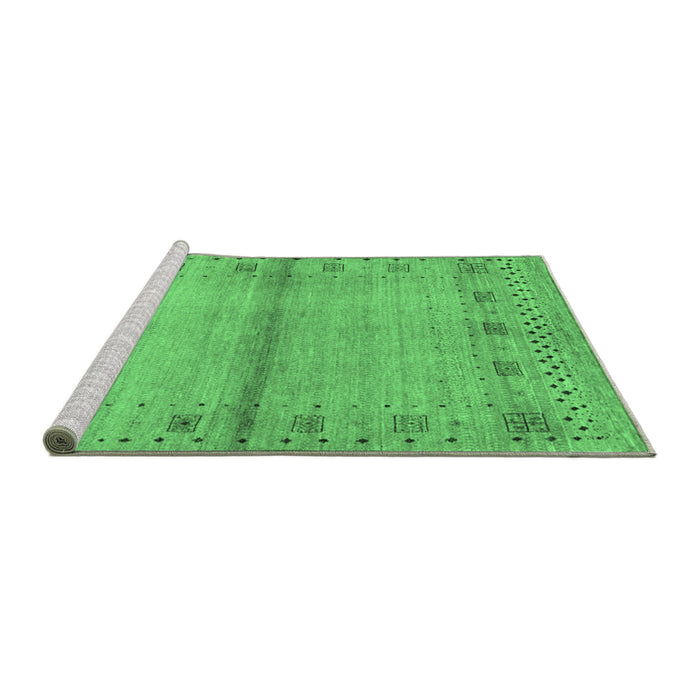 Sideview of Machine Washable Abstract Emerald Green Contemporary Area Rugs, wshcon1578emgrn