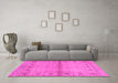 Machine Washable Abstract Pink Contemporary Rug in a Living Room, wshcon1578pnk