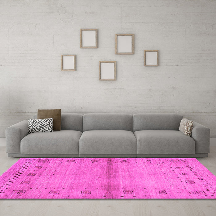 Machine Washable Abstract Pink Contemporary Rug in a Living Room, wshcon1578pnk