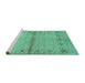 Sideview of Machine Washable Abstract Turquoise Contemporary Area Rugs, wshcon1578turq