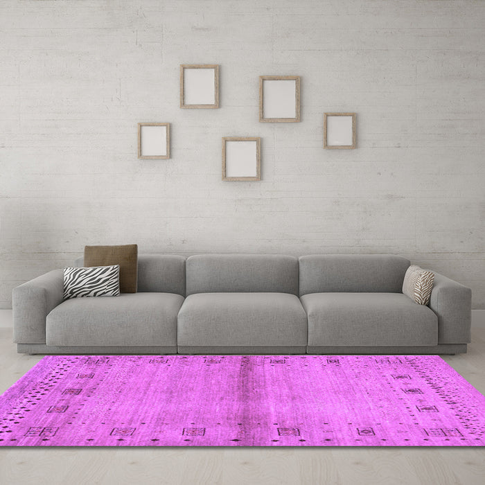 Machine Washable Abstract Purple Contemporary Area Rugs in a Living Room, wshcon1578pur