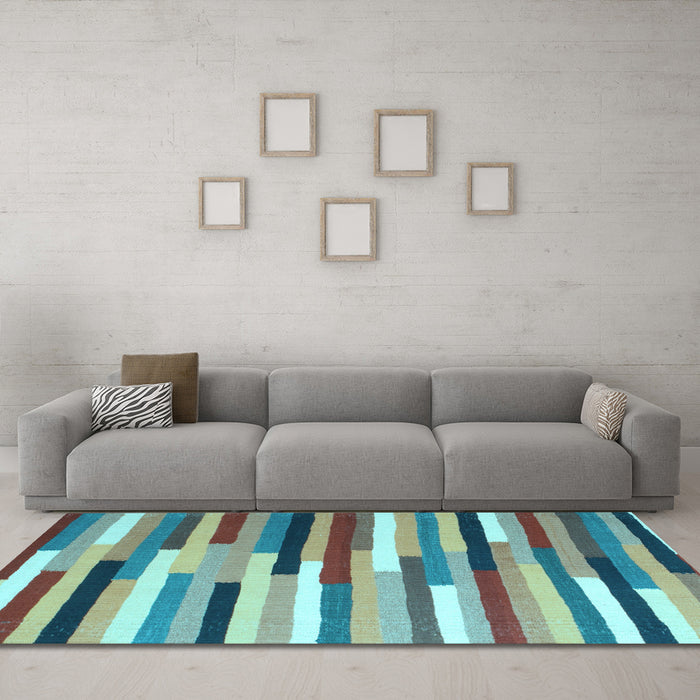 Machine Washable Abstract Light Blue Contemporary Rug in a Living Room, wshcon1579lblu