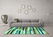 Machine Washable Abstract Turquoise Contemporary Area Rugs in a Living Room,, wshcon1579turq