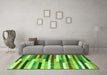 Machine Washable Abstract Green Contemporary Area Rugs in a Living Room,, wshcon1579grn