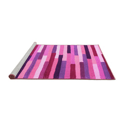 Sideview of Machine Washable Abstract Pink Contemporary Rug, wshcon1579pnk
