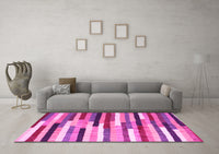 Machine Washable Abstract Pink Contemporary Rug, wshcon1579pnk