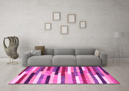 Machine Washable Abstract Pink Contemporary Rug in a Living Room, wshcon1579pnk