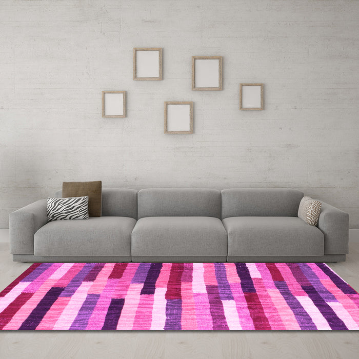 Machine Washable Abstract Pink Contemporary Rug in a Living Room, wshcon1579pnk