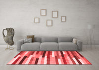 Machine Washable Abstract Red Contemporary Rug, wshcon1579red