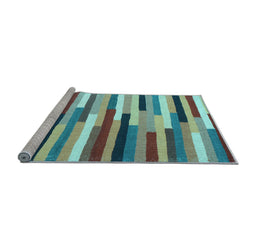 Sideview of Machine Washable Abstract Light Blue Contemporary Rug, wshcon1579lblu