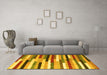 Machine Washable Abstract Yellow Contemporary Rug in a Living Room, wshcon1579yw