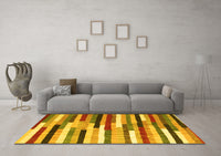 Machine Washable Abstract Yellow Contemporary Rug, wshcon1579yw