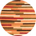 Square Abstract Orange Contemporary Rug, con1579org