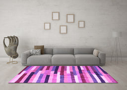 Machine Washable Abstract Purple Contemporary Area Rugs in a Living Room, wshcon1579pur
