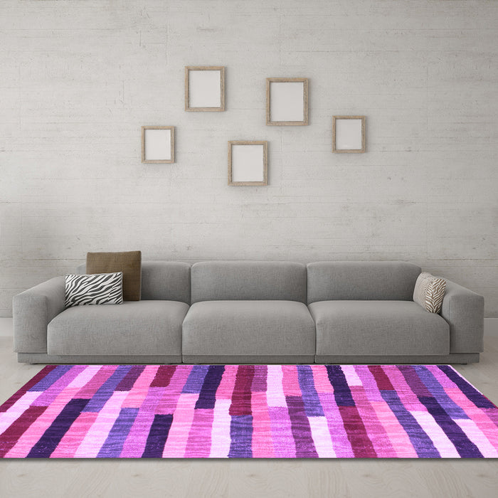 Machine Washable Abstract Purple Contemporary Area Rugs in a Living Room, wshcon1579pur