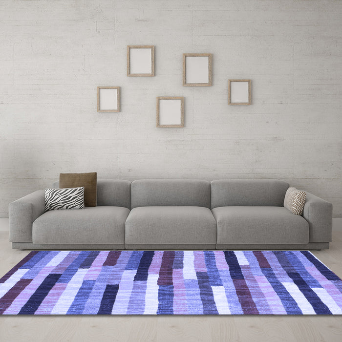 Machine Washable Abstract Blue Contemporary Rug in a Living Room, wshcon1579blu