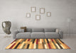 Machine Washable Abstract Brown Contemporary Rug in a Living Room,, wshcon1579brn