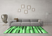 Machine Washable Abstract Emerald Green Contemporary Area Rugs in a Living Room,, wshcon1579emgrn