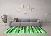 Machine Washable Abstract Emerald Green Contemporary Rug, wshcon1579emgrn