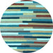 Round Abstract Light Blue Contemporary Rug, con1579lblu