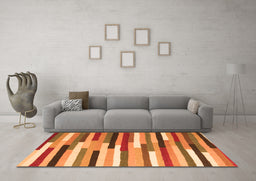 Machine Washable Abstract Orange Contemporary Area Rugs in a Living Room, wshcon1579org
