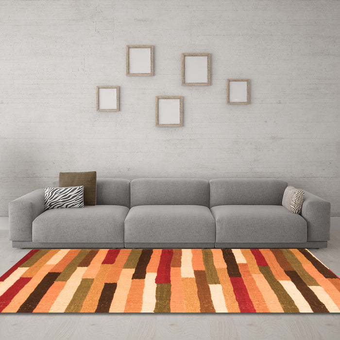 Machine Washable Abstract Orange Contemporary Area Rugs in a Living Room, wshcon1579org