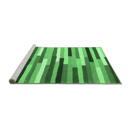 Sideview of Machine Washable Abstract Emerald Green Contemporary Area Rugs, wshcon1579emgrn