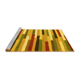 Sideview of Machine Washable Abstract Yellow Contemporary Rug, wshcon1579yw