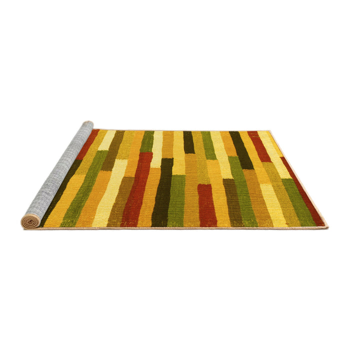 Sideview of Machine Washable Abstract Yellow Contemporary Rug, wshcon1579yw