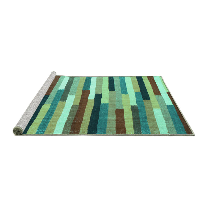Sideview of Machine Washable Abstract Turquoise Contemporary Area Rugs, wshcon1579turq