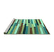 Sideview of Machine Washable Abstract Turquoise Contemporary Area Rugs, wshcon1579turq