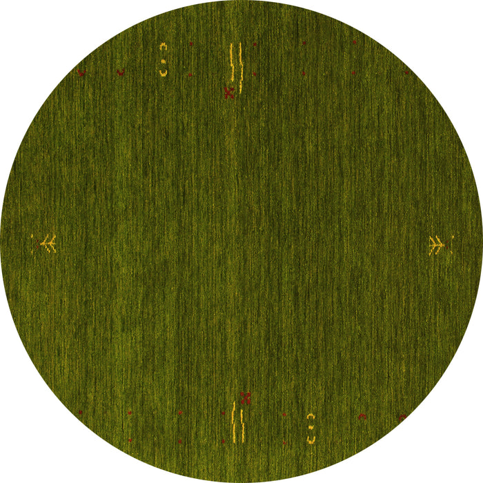 Round Machine Washable Abstract Yellow Contemporary Rug, wshcon157yw