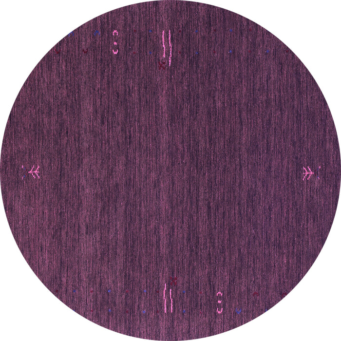 Round Abstract Purple Contemporary Rug, con157pur