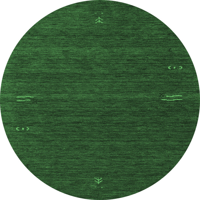 Round Machine Washable Abstract Emerald Green Contemporary Area Rugs, wshcon157emgrn