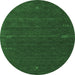 Round Machine Washable Abstract Emerald Green Contemporary Area Rugs, wshcon157emgrn