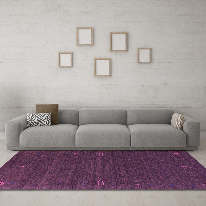 Machine Washable Abstract Purple Contemporary Area Rugs in a Living Room, wshcon157pur