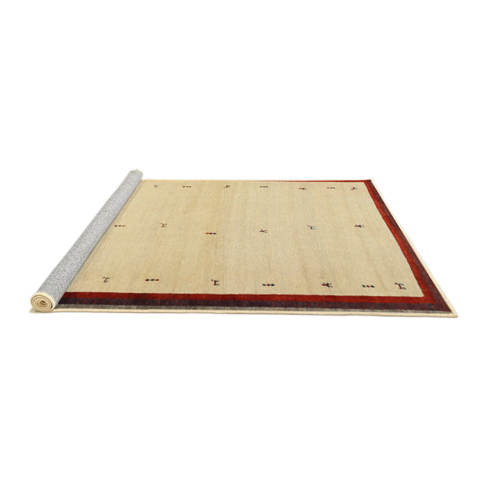 Serging Thickness of Machine Washable Contemporary Sun Yellow Rug, wshcon1580