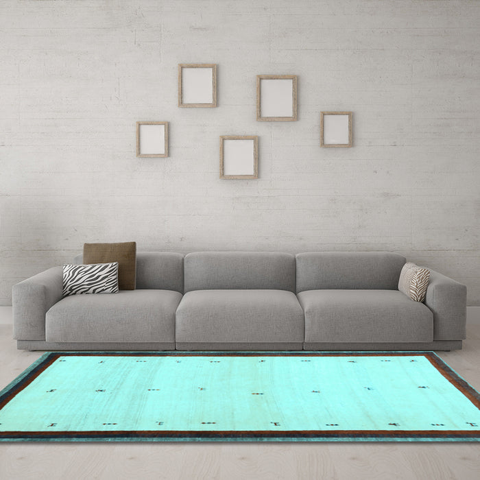Machine Washable Solid Light Blue Modern Rug in a Living Room, wshcon1580lblu